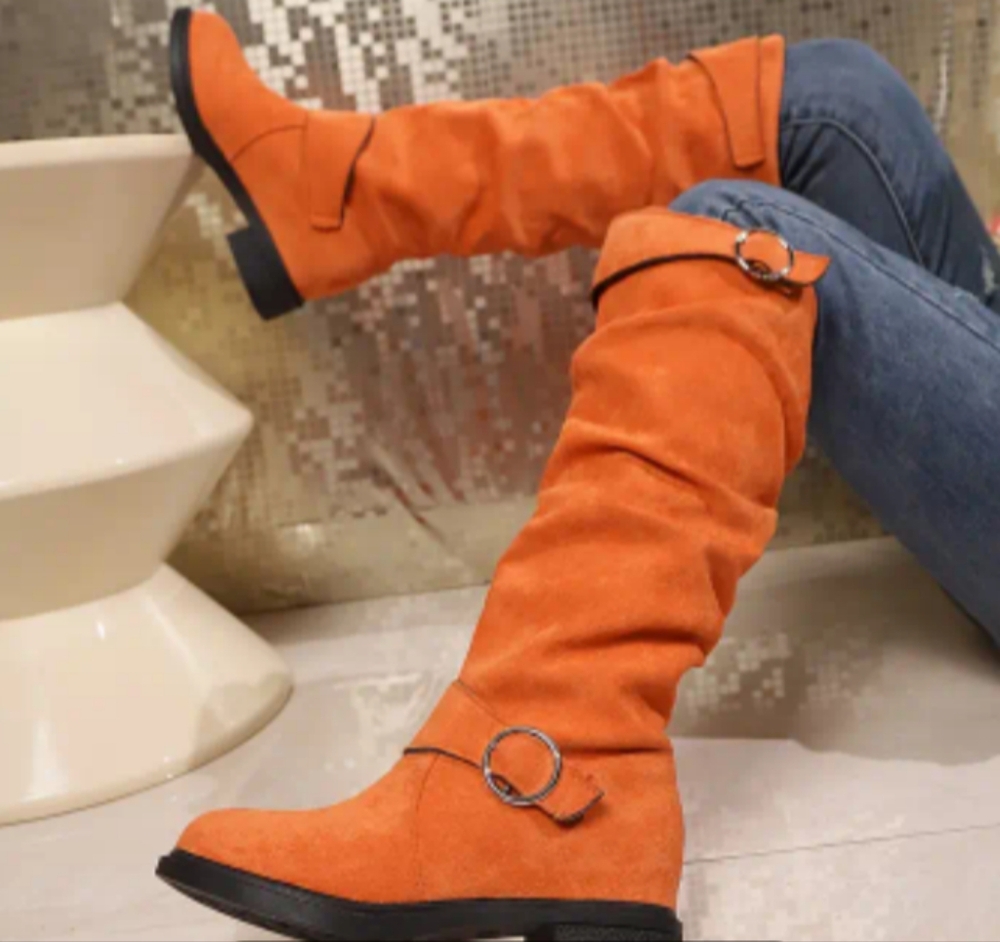 Orange Faux suede Women's Boots